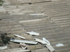 Vanadzor VHS College roof with broken asbestos cover  4 